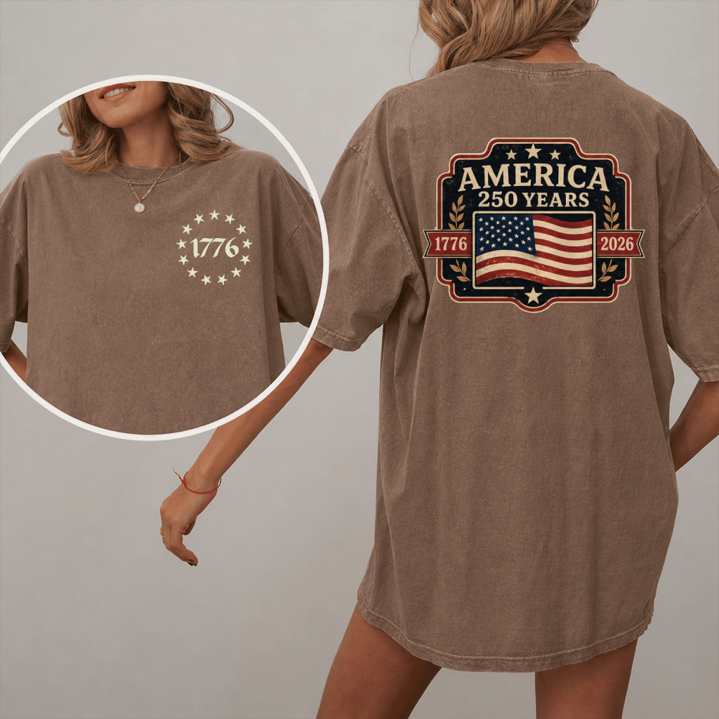 Comfort Colors 250 Years of Freedom Patriotic Shirt  - 250 Years of Freedom Patriotic Gift for Men Women, Independence Day Graphic - close-up view